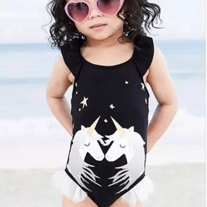 Gorgeous black & white Unicorn swimsuit size 5/6